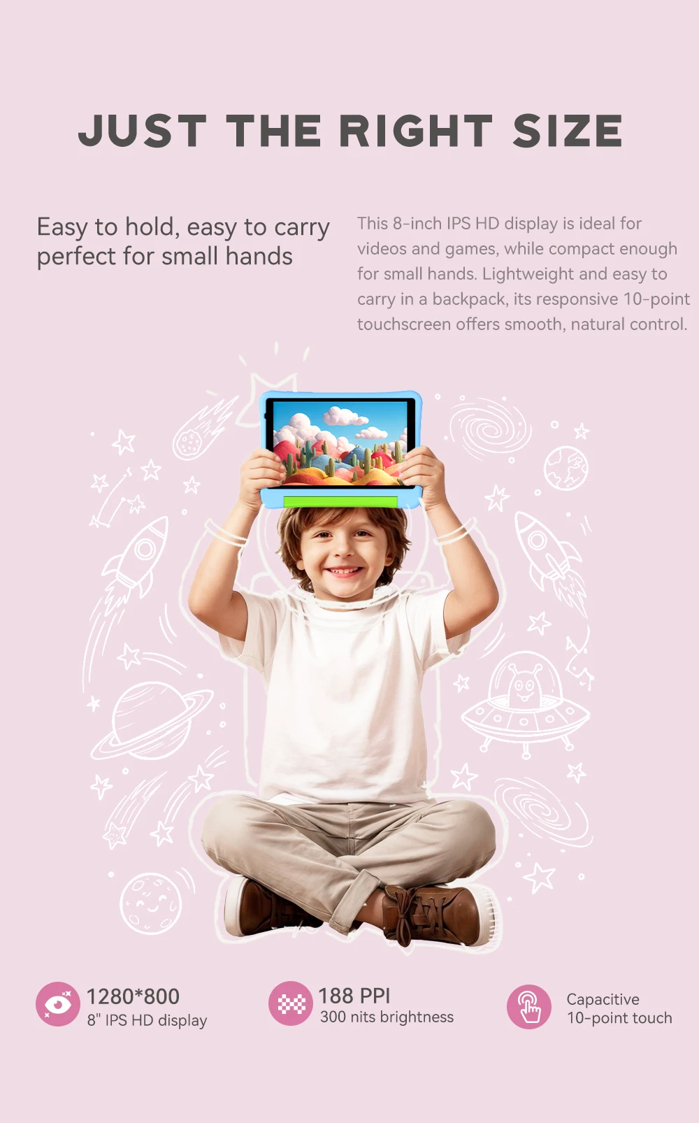 ALLDOCUBE KIDO Unisoc T310 8'' Kinder-Tablet 7GB (3GB+4GB Virtuell) RAM 32GB ROM 5000mAh Android 15 Go – Detail 3