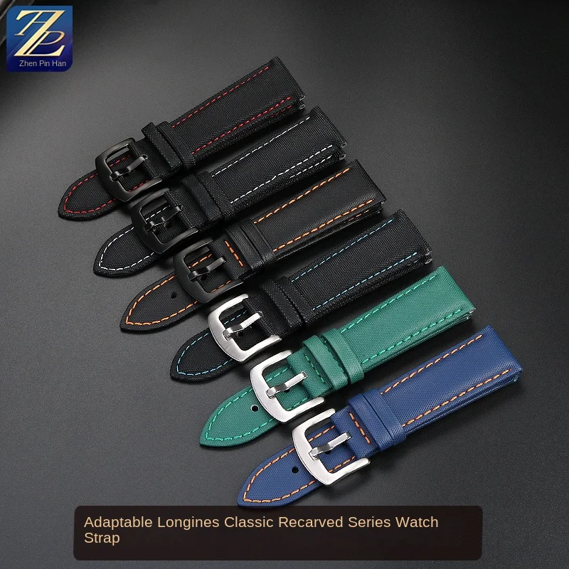 20mm 21mm 22mm For Longines Heritage Series Wristband L3.674 L3.774 L2.747 Sport Men's Nylon Leather Strap Bracelet Watch bands