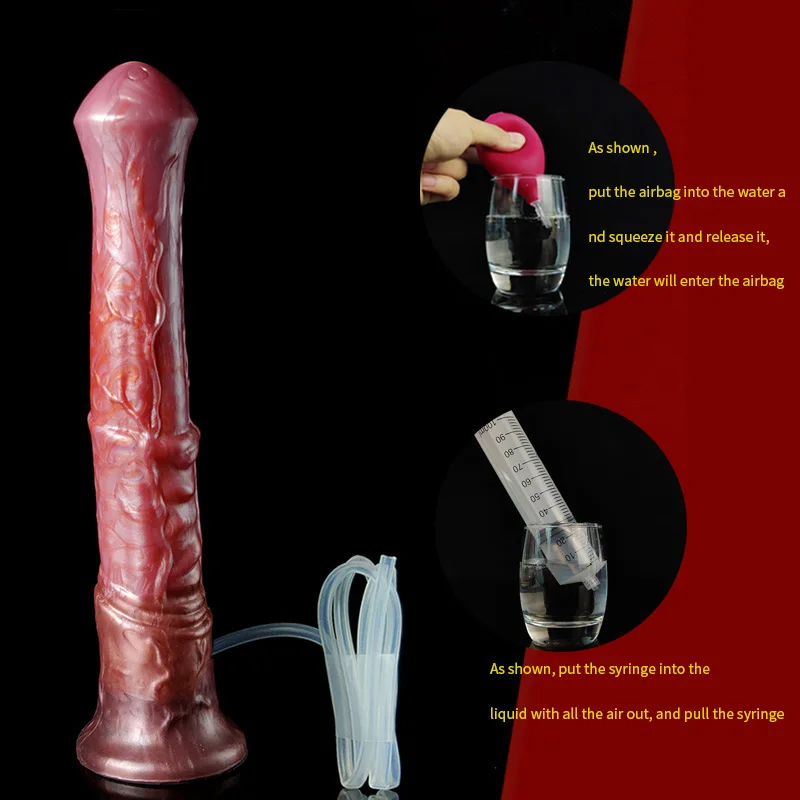 YOCY Long Horse Dildo 10.8 inch Insertable Animal Penis Ejaculating Anal Stimulator Animal Penis Sex Toy For Women Men