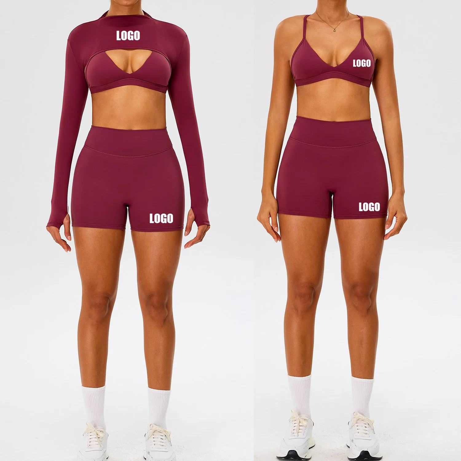 

Custom LOGO women's yoga vest, beautiful back bra, sports shorts, outdoor running and cycling fitness suit set