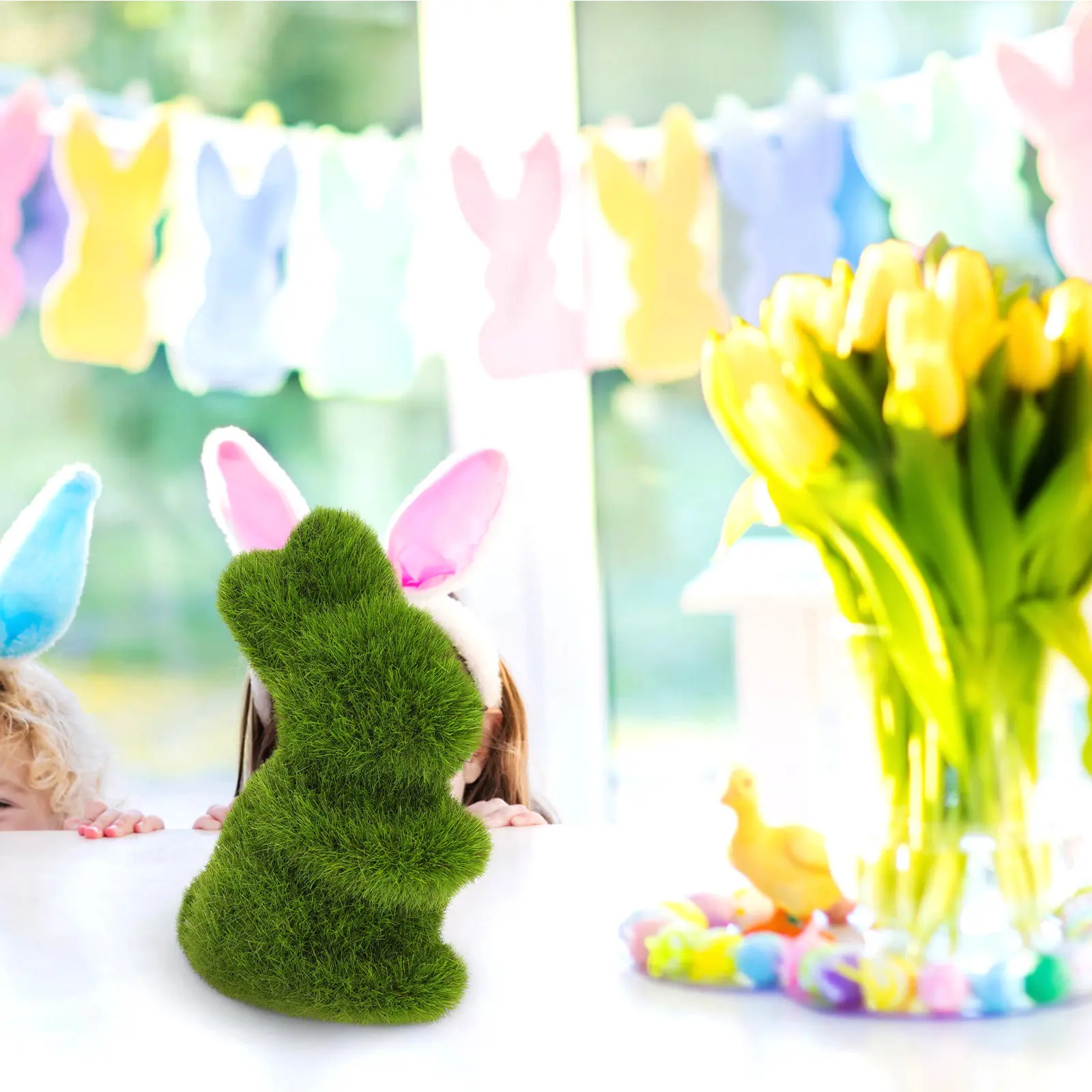 3Pcs Easter Rabbit Ornaments Lovely Rabbit Adorns Home Garden Yard Decoration Photo Props Easter Bunny Decors Party Bunny Decors