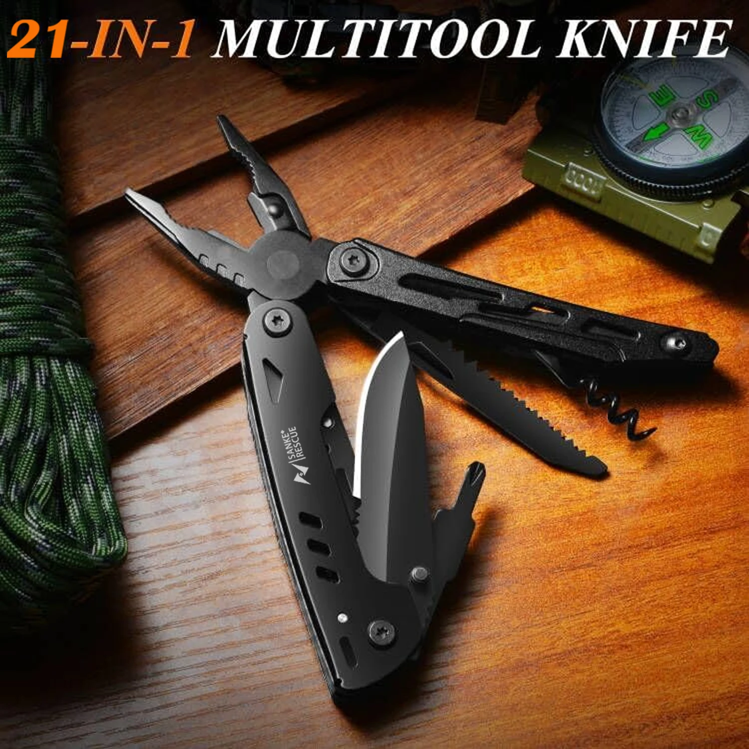 Sanke Rescue Multifunctional Hand Tool Pliers Folding Knife Scissors Plier Saw Outdoor Camping EDC Equipment Folding Multitool