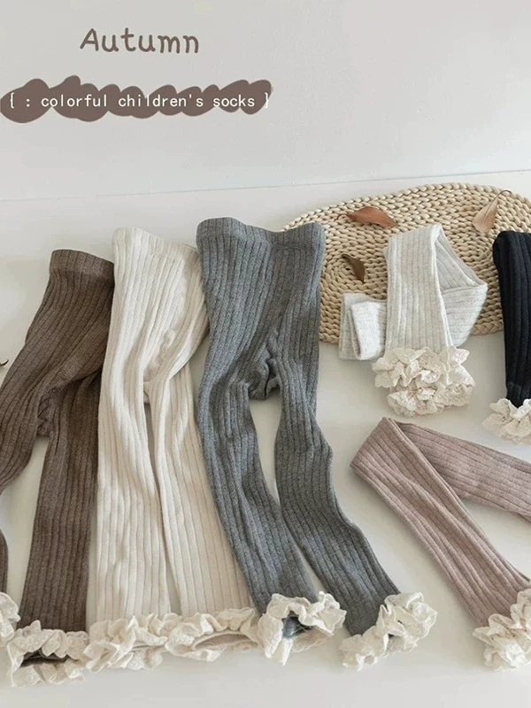 

Girls Lace Trim Elastic Boting Trousers Spring Autumn Sle New Faion Baby Girl Multi Layer Ruffle Elastic Stoings