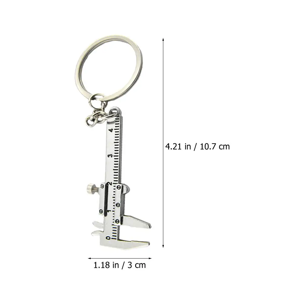 5Pcs Ruler Key Rings Small Caliper Pendant Backpack Hanging Adorns Metal Key Chain