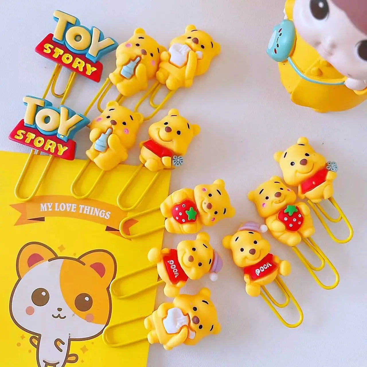 Disney Cartoon mini Winnie the Pooh honey bear paper clip paper decoration binding ins style cute pin Storage