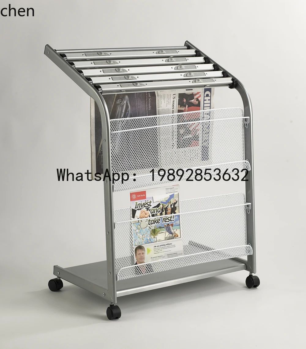 Newspapers, Newspapers, Bookshelves, Magazine Racks Publicity Aluminum Alloy Simple Silver