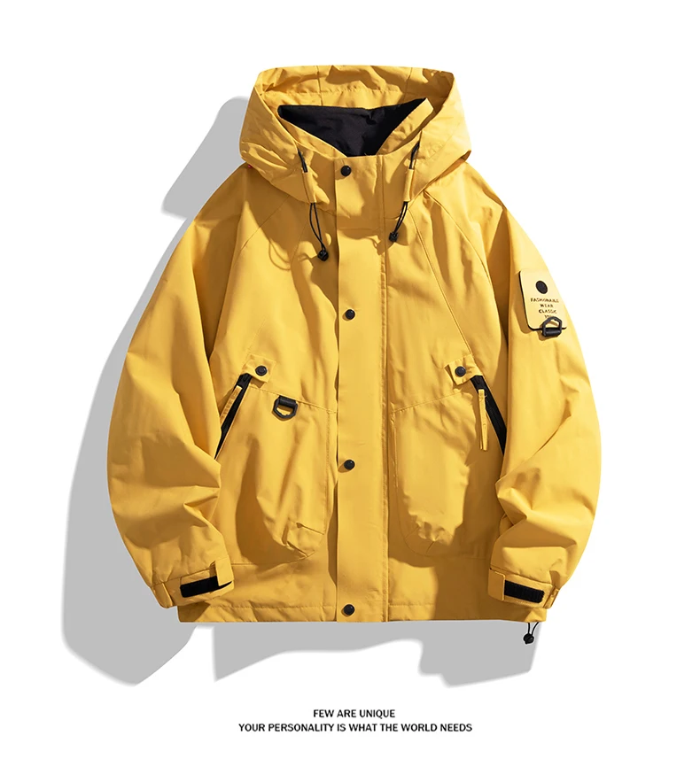 Unisex Outdoor-Kapuzenjacke im Bergstil, winddicht und wasserabweisend, modische Oberbekleidung zum Wandern und Radfahren – Detail 12