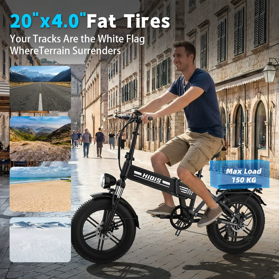 Electric bicycle E20 1000W motor 48V40AH battery electric bike 20in tires foldable suitable for camping city ​​commuting e-bike image 8