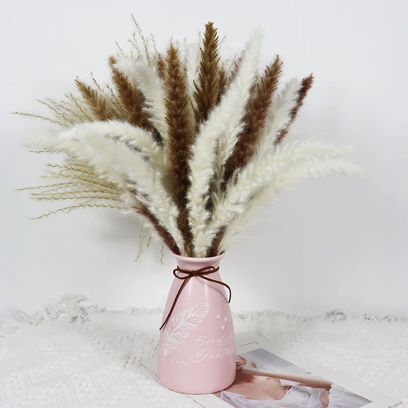 

60PCS Boho Pampas Grass Bouquet Home Decor Floral Dried Flowers Wedding Arrangements Natural Reed Bunny Tails