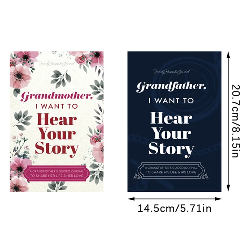 Grandfather/Grandmother I Want To Hear Your Story Guided Journal Multipurpose Journal Book Portable Notebook School Parents Gift