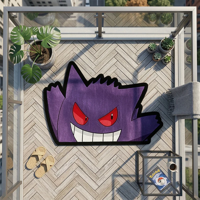 Pokemon Gengar Rug Cute Purple Ghost Cartoon Floor Mat Irregular Shaped Carpet for Bedroom Gaming Room Anti-Slip Home Decor view 4