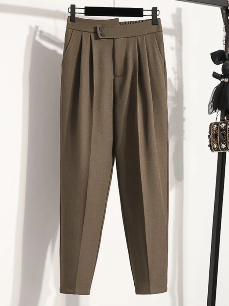 

ZJAISS High-Waisted Drape Nine-minute Pants Autumn 2025 New Korean Design Dense Of Loose Big Size Temperament Leisure Trousers