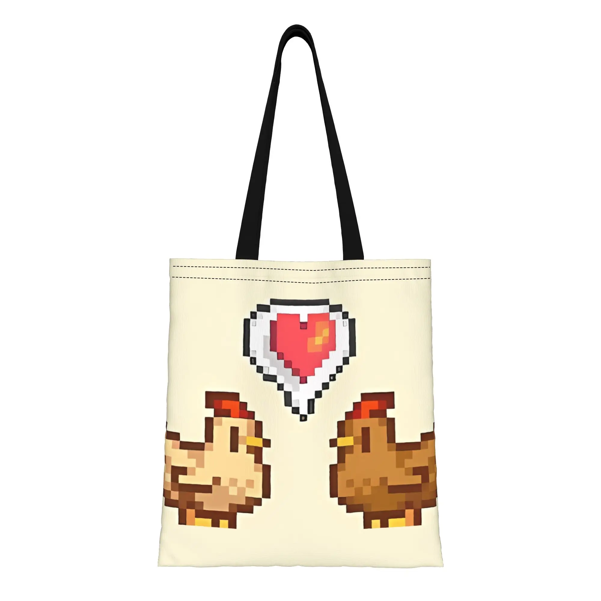 

stardew valley Chicken Love Canvas Woman Tote Bag for Shopping Travel Outdoor Heavy Duty Shoulder Handbag