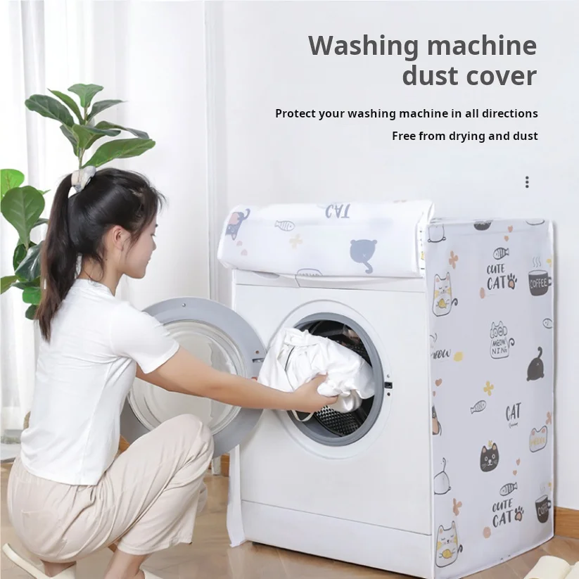 

PEVA thickened washing machine cover suitable for both pulsator and drum washing machines dustproof waterproof and sunscreen