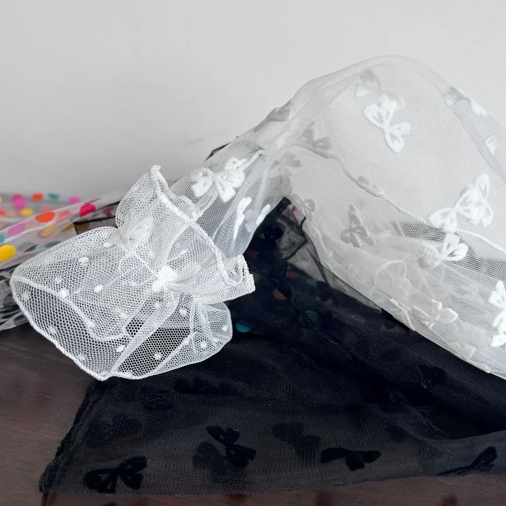 

Sweet Breathable Lolita Arm Sleeves Polka Dot Pattern Bow Mesh Sunscreen Sleeves Cloth Transparent Bridal Gloves Summer