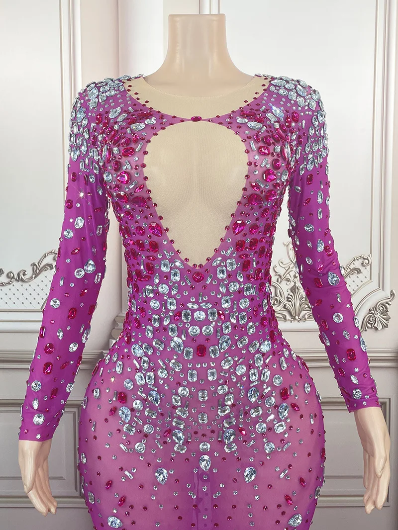 فستان ريش الماس الأرجواني للربيع/الصيف موضة أنيقة ريشة زائدة حورية البحر الكرة فستان سهرة Luxo Elegante Festa Longa
