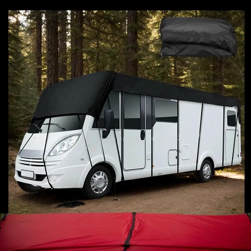 

RV Roof Cover Foldable 210D Oxford Cloth RV Tarpaulin 21X10 Ft Waterproof RV Winter Cover Dustproof Trailer Rooftop Covers