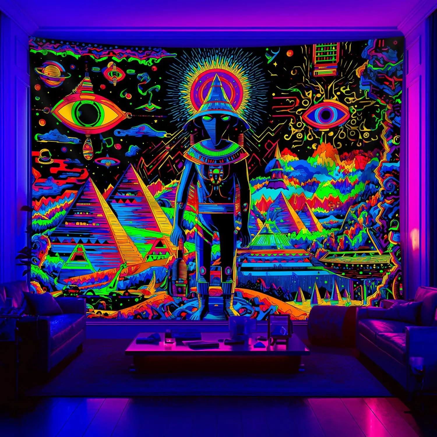 Grande tapisserie murale psychédélique bohème, affiche d'art spirituel et cosmique pour la décoration de chambre hippie