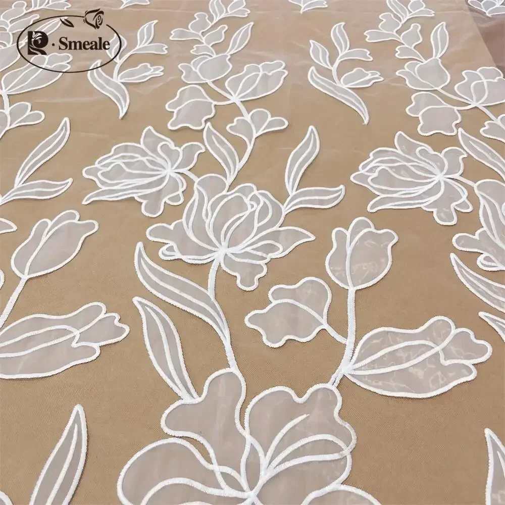 Lace Embroidered Fabric, High-end Design, Hand Sewing, Wedding Dress, Fashion Show, Off White, RS4358-2