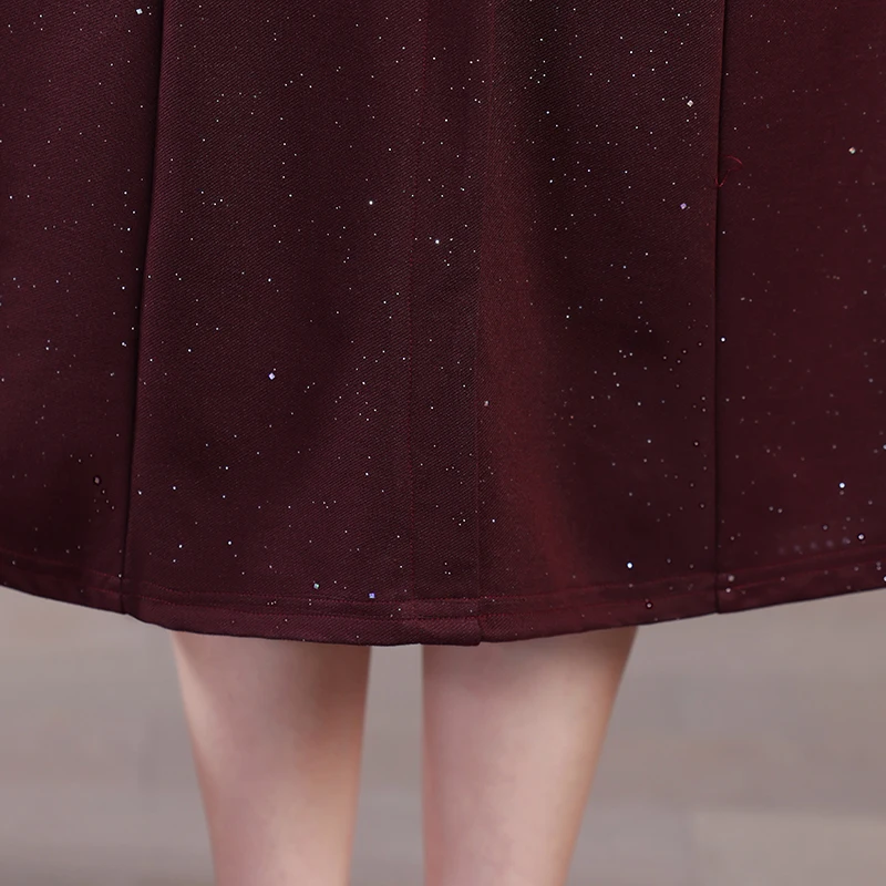 Vestido de dos piezas falso con solapa para mujer, temperamento elegante, otoño 2025, vestido de calle de manga larga para exteriores, diseñador de talla grande