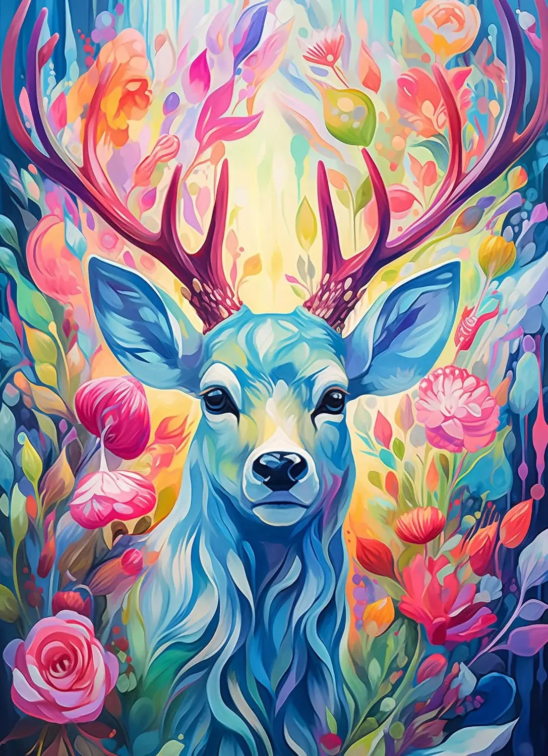 

300/500/1000 Pieces Jigsaw Puzzles Geometric Colorful Deer Adult Paper Puzzles Bedroom Home Wall Decor Holiday Birthday Gift