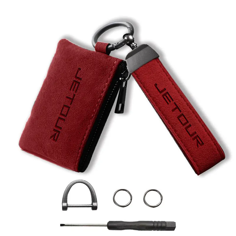 Suede Leather Car Key Case Cover Exclusive Keychain key case For Chery Jetour X70 Plus X90 X95 Plus Jetour T2 Car