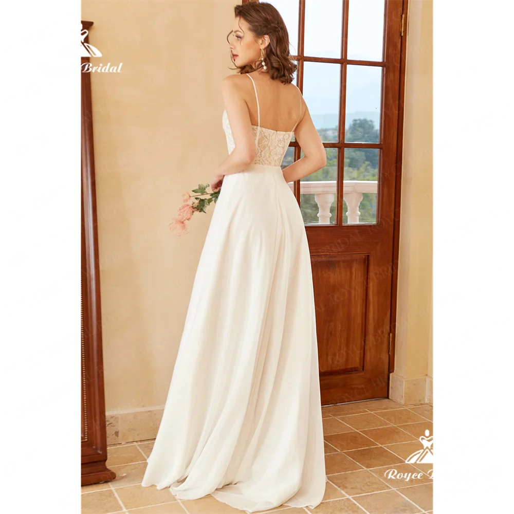 Roycebridal Sweetheart A Line abito da sposa 2025 Chiffon Spaghetti Straps Sweep Train Wedding Gown Wedding muslimah