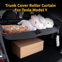 For Tesla Model Y Trunk Cover Roller Curtain Cargo Cover Curtain Rear Luggage Carrier Tailgate Trunk Shade Bulkhead Accessories