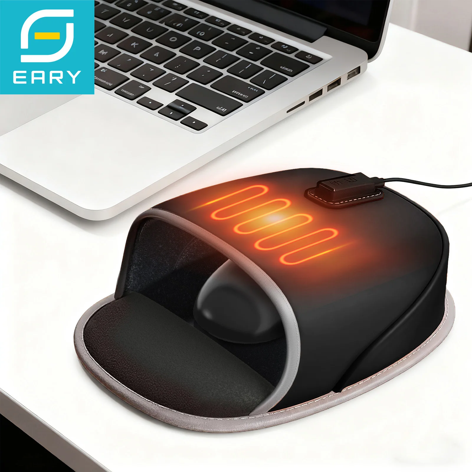 Eary USB Heated Mouse Pad Hand Warmer 3 Temperature/Timer Settings Dual-Sided Heating Gifts for PC Users Office Work Home Gaming