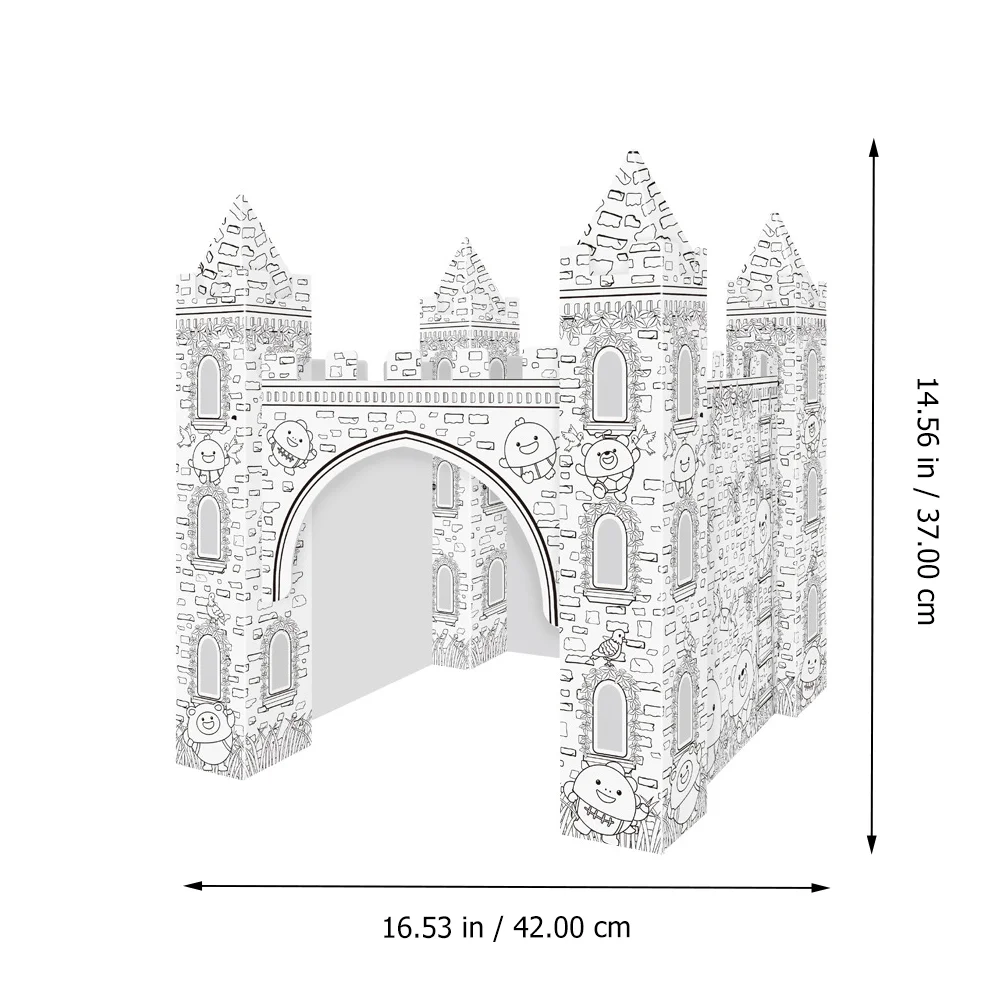 Graffiti brinquedo doodle desenho 3d castelo em branco papelão coloração quebra-cabeça papel para colorir diy