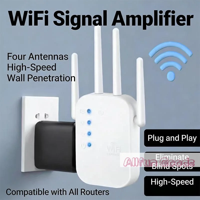 [T5]Wireless Signal Repeater Wired WiFi Range Extender Enhanced Internet Amplifier for Home Office Bedroom Stable Connection