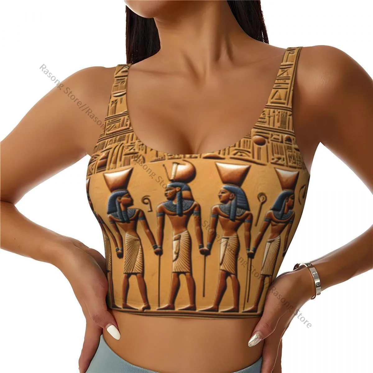 Yoga Vest Women Gym Sports Crop Tops Ancient Peoples Carved In Stone Streetwear Workout Breathable Tank Top Female