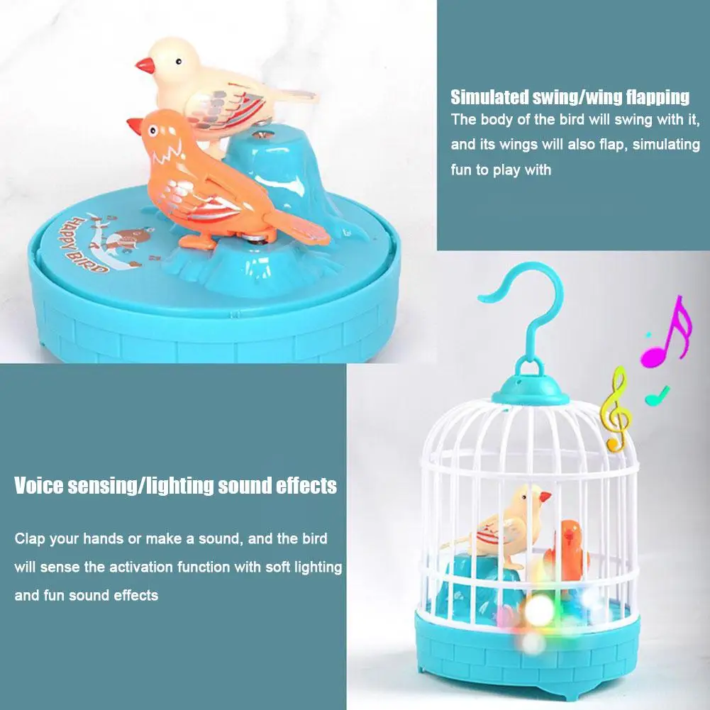 Children's Bird Cage Toys Electric Talking Birds Move Sing Luminous Puzzle Musical Performance Accompany Plastic Toy