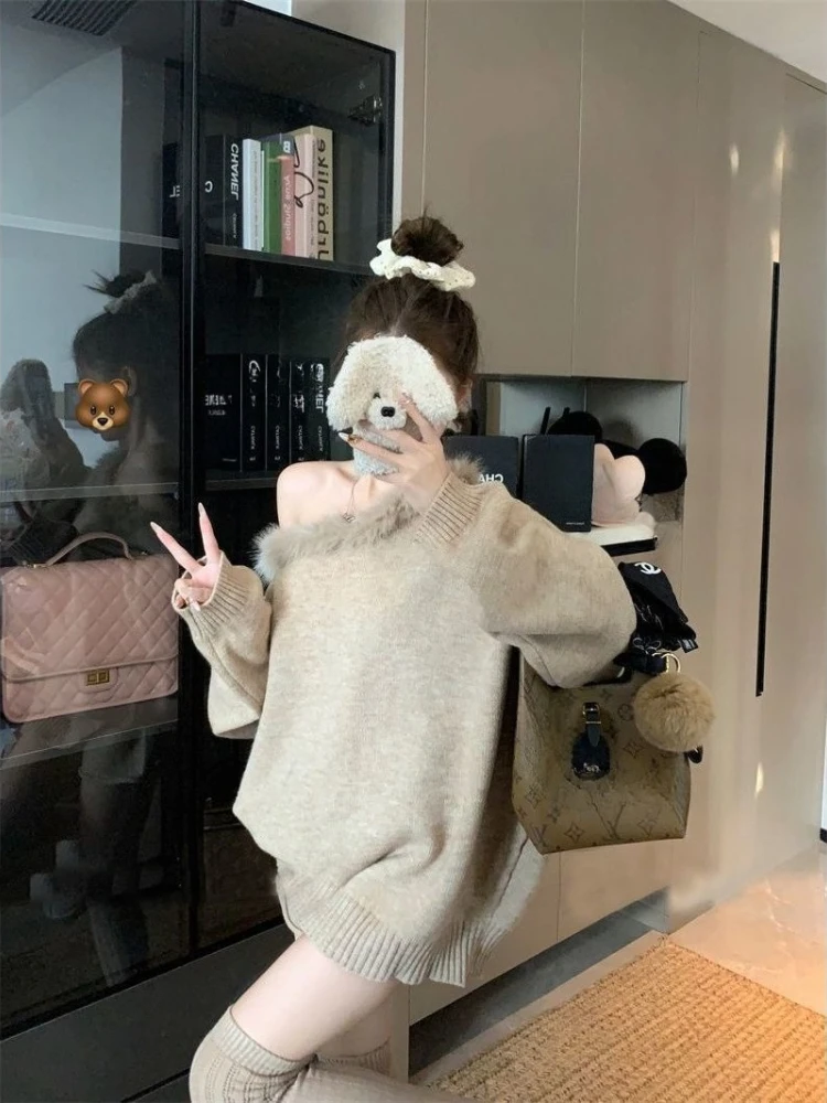 Y2K الساخن الحلو الأمريكية خمر فضفاض ثقافة فرعية بلوزات 2000s Harajuku مثير عادية الكورية الفراء طوق المرقعة البلوز شيك #3