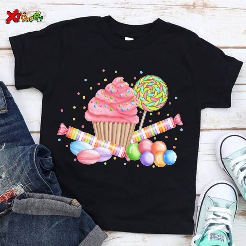 Girl Shirt Candy Lollipop Sweet T Shirts Girl Matching Clothes Outfit Kids Outfit  Top Baby Girl Clothes T-shirts Child Clothing