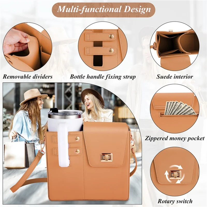 

ASDS-Crossbody Water Cup Storage Bag Adjustable Water Cup Holder Bag Travel Essential