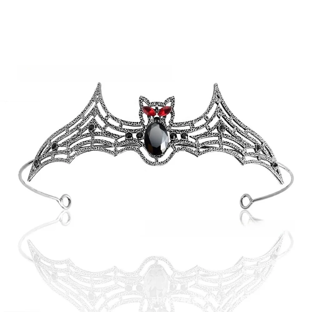 

Elegant Metal Halloween Bat Hairband Dark Sparkling Rhinestone Crowns Multicolor Korean Style Halloween Tiara Festival