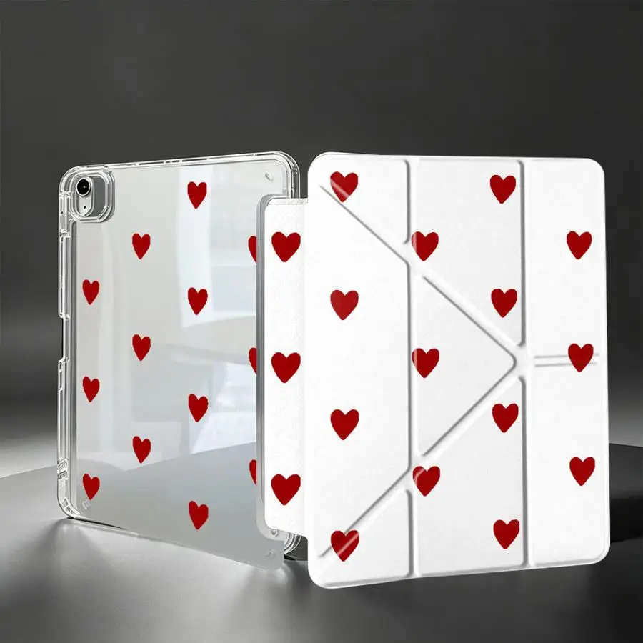 Tablet Case For Samsung Galaxy Tab A11 S8 A8 S9 Plus S7 FE S10 Lite A9 Plus With Pen Slot Cover Red Heart