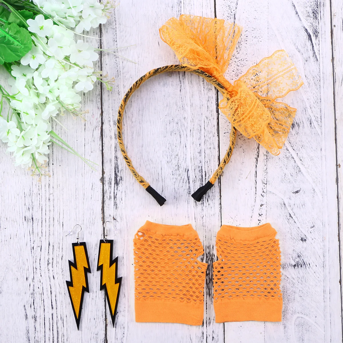 Akcesoria na imprezę w stylu lat 80., rękawiczki do cosplayu, damski strój karnawałowy, punkowa opaska bez palców (styl koronkowy)