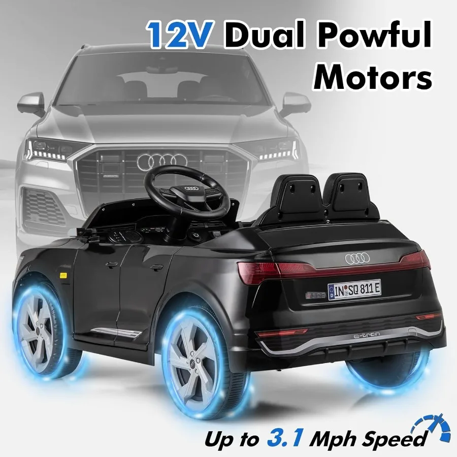 バッテリー駆動の電動乗用玩具、リモコン付き、音楽とLEDライト、サスペンション搭載のライセンス取得済みアウディSQ8