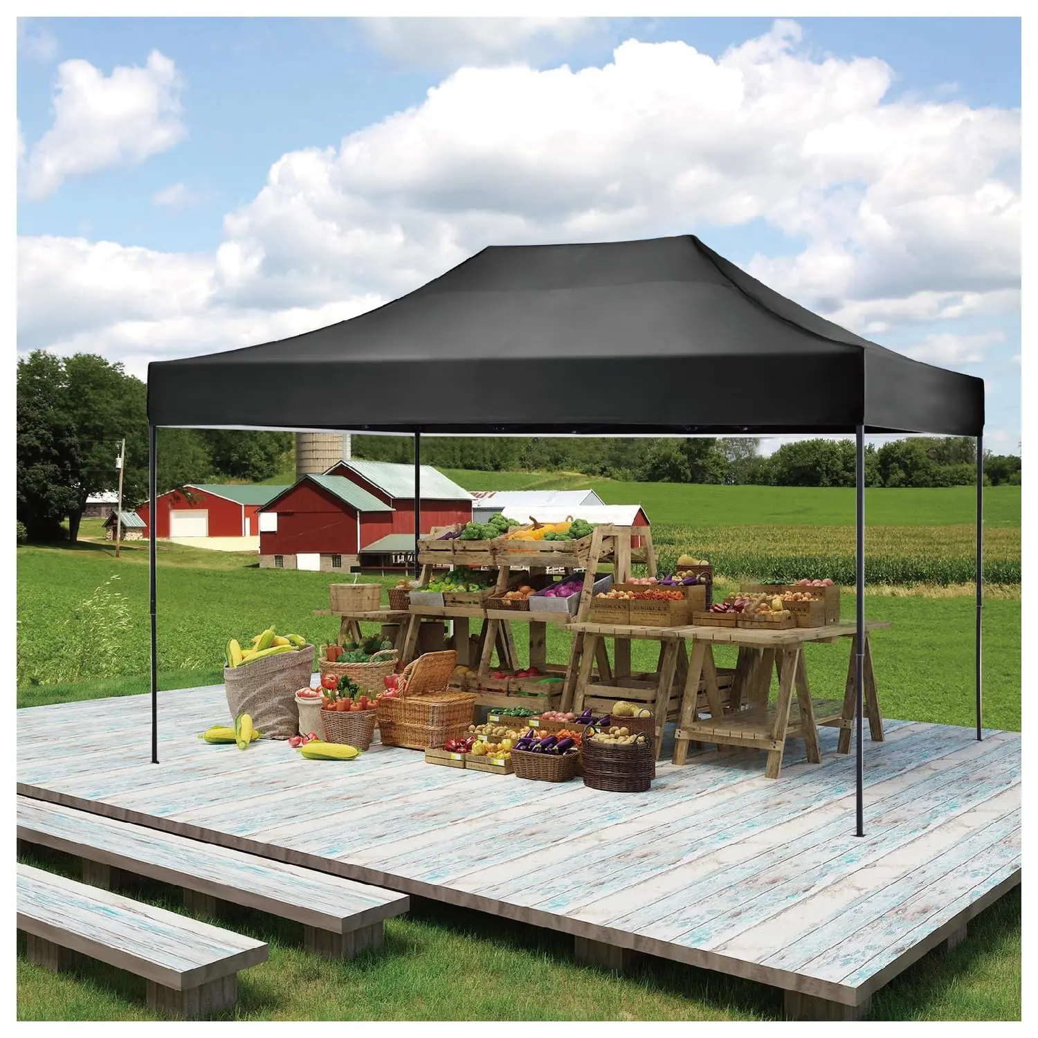10x15 Tent Pop Up Canopy Easy Portable Commercial Instant Canopies Outdoor Market Shelter (Black, 10'x15', Customized