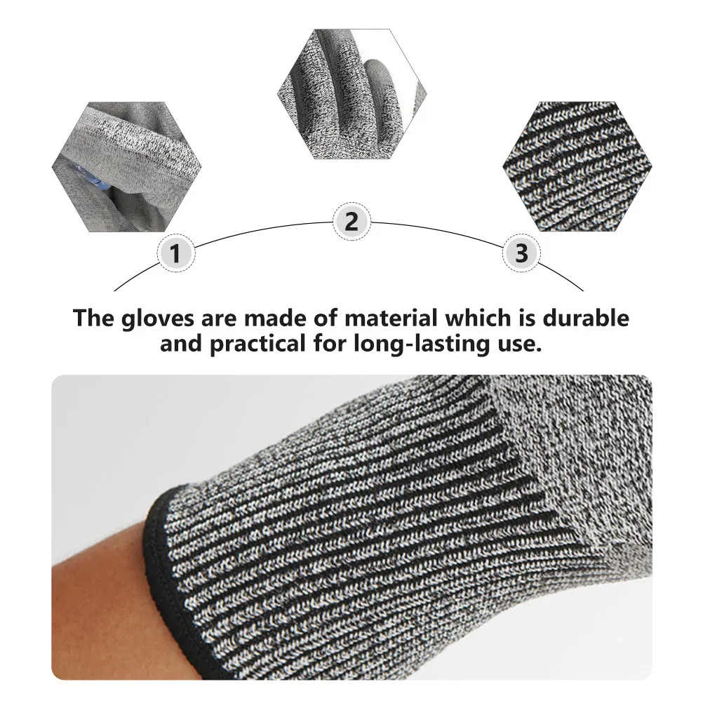 1Pair Level 5 Cut Resistant Stab Proof Anti Cutting Labor Protective Gloves for Welding Forging Gardening Food Prep Wood Carving