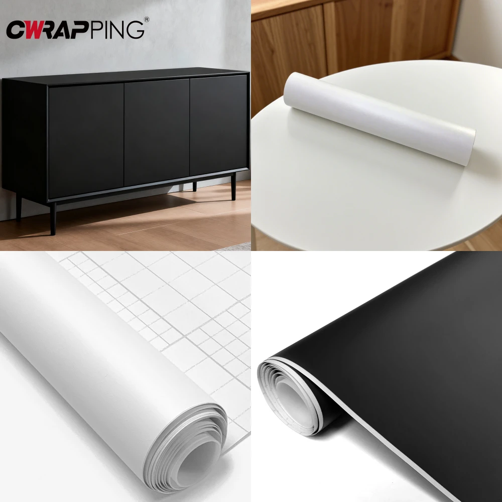 

Водостойкие матовые однотонные обои, черно-белые виниловые наклейки, клейкие наклейки для настенной мебели, гостиной, контактная бумага, домашний декор