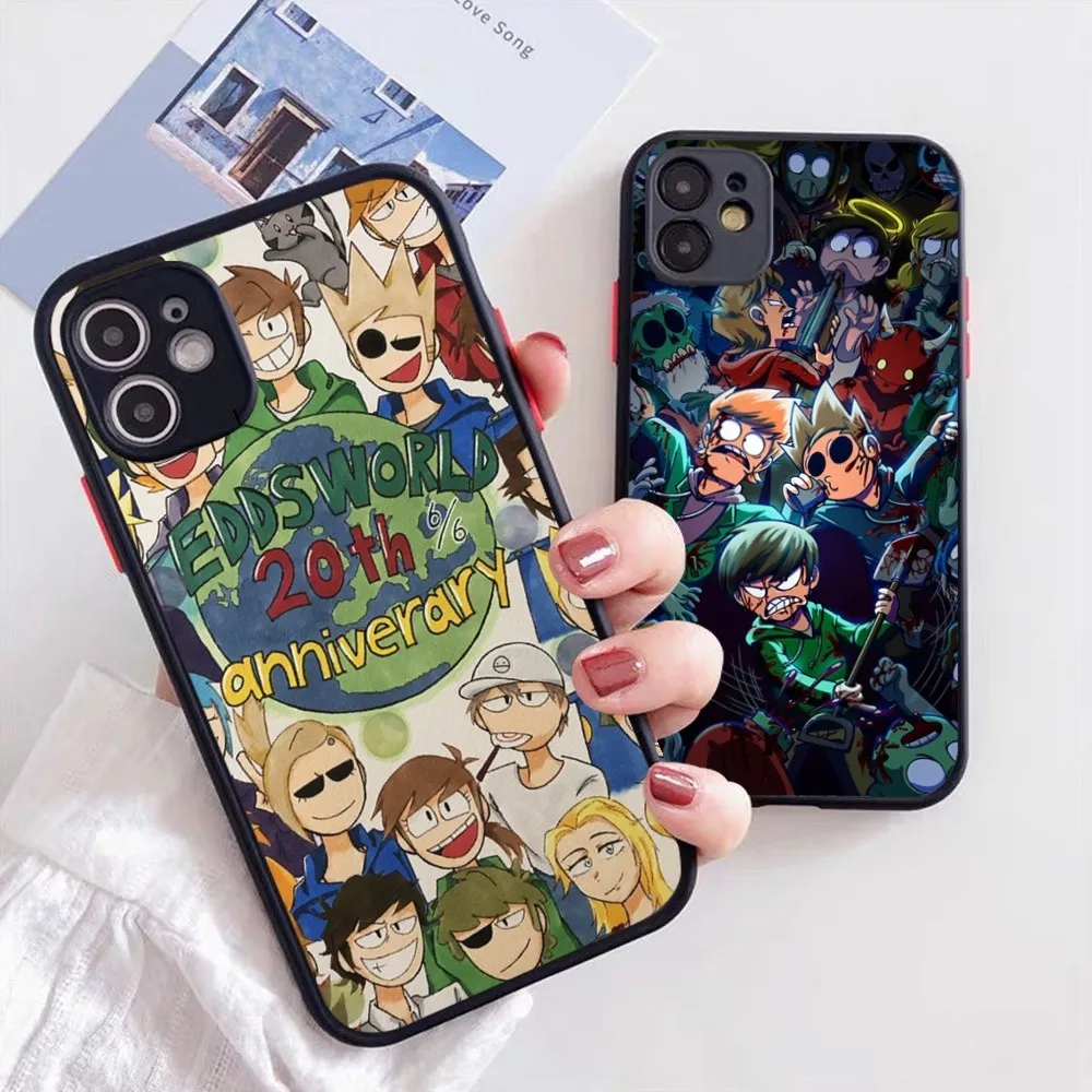 Мультяшный милый чехол для телефона E-Eddsworld для Iphone 11 13 14 Pro Max 7 8 Plus X Xr Xs Max Se2020 12mini, чехол