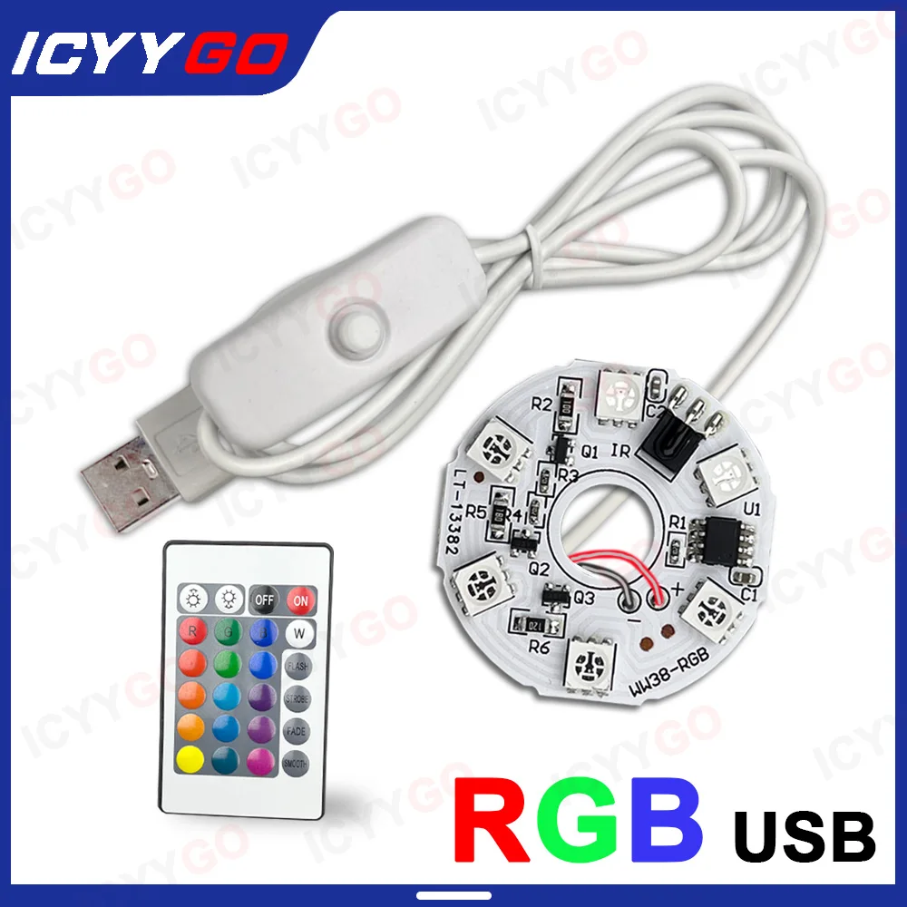 

Input USB DC5V RGB LED Light Board Low Voltage Colorful Gradient 1M, Black And White USB Cable And Remote Control