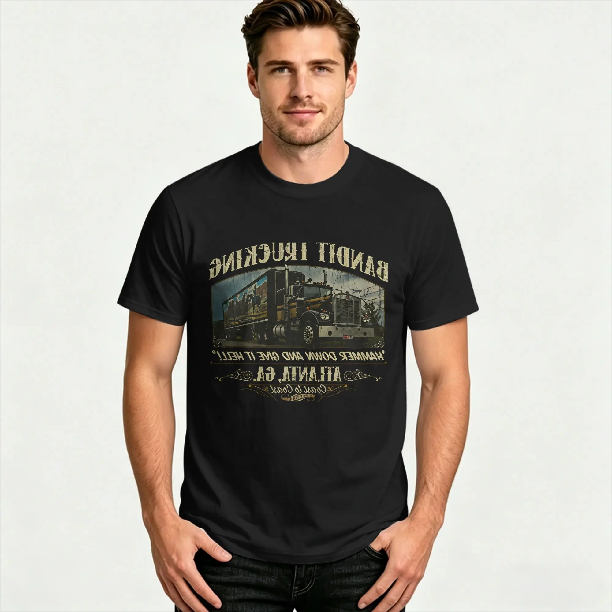 Men's T Shirt Smokey and The Bandit  T-Shirts Hip Hop  Beach Tees Streetwear 100% Cotton Clothing Gift Idea