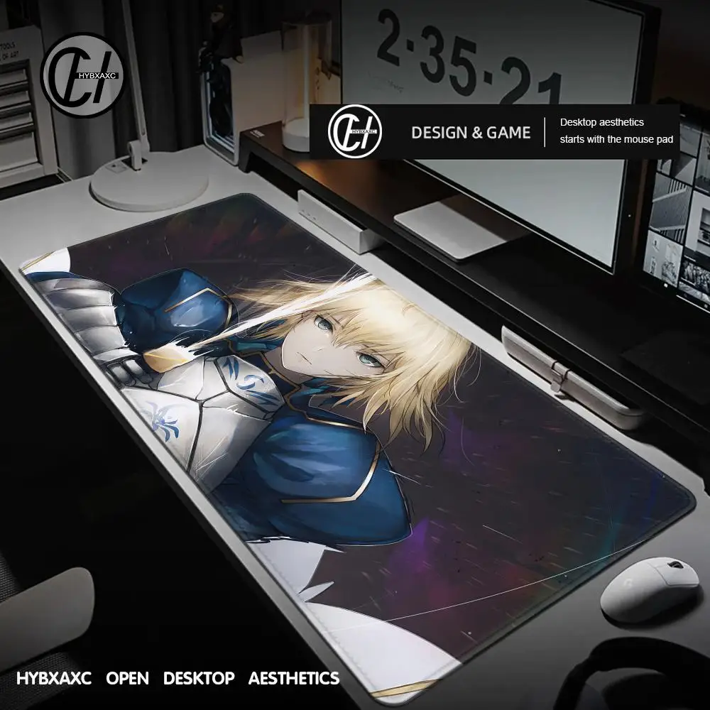 

XXL Mousepad Fate Saber Anime Mouse Pads Keyboard Pad Manga Office Accessories Desk Mat XL Mats Computer PC Gaming Non-slip HD