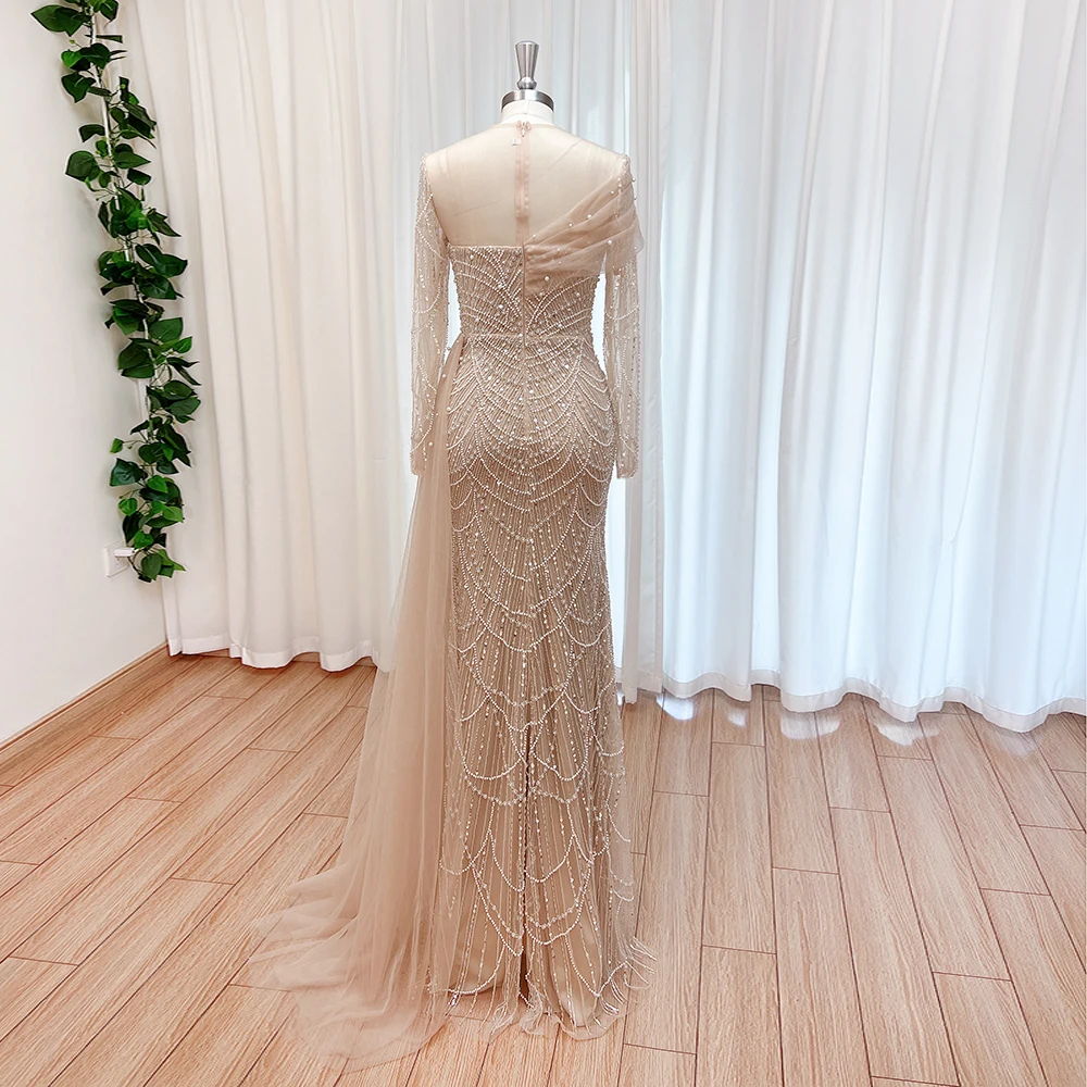 Elegant Dubai Mermaid Evening Dresses for Women 2024 Luxury Off the Shoulder Formal Prom Wedding Party Gowns with Overskirtt