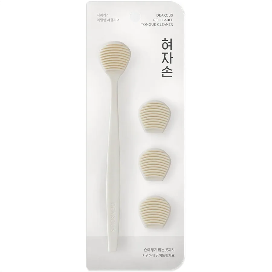 

DEARCUS Korean Tongue Scraper with 3 Replaceable Heads 100% BPA Free TPE Tongue Cleaner Reduce Bad Breath and Without Hurt Hygi