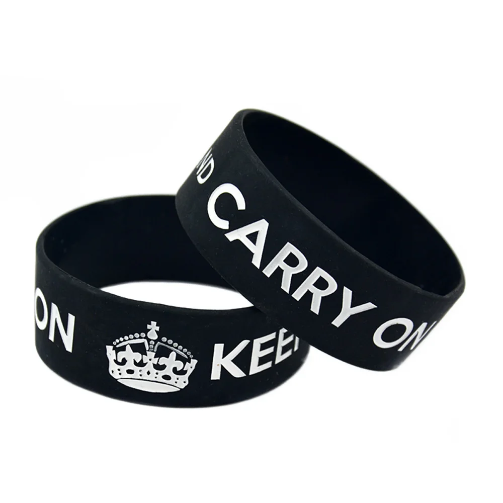 25 Stück, 2,5 cm breit, „Keep Calm And Carry On“-Silikonarmband, inspirierendes Armband, Unisex, tägliches Gummi-Handschmuckstück – Detail 5